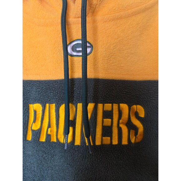 VTG NFL Greenbay Packers Hoodie Sweatshirt M Green Yellow Fleece Embroidered - Picture 2 of 9